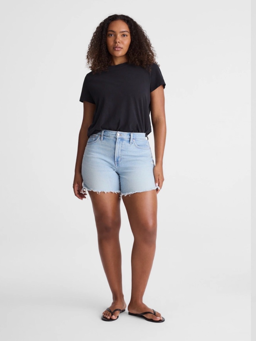 Madewell Curvy Perfect Vintage Mid-Length Jean Shorts Light Wash High Rise Sz 28